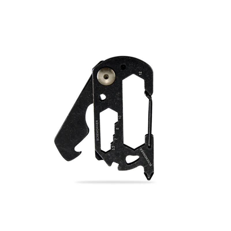 14 in 1 Outdoor Camping Carabiner Multitool Card with Keychain Smart Gadget Stainless Steel