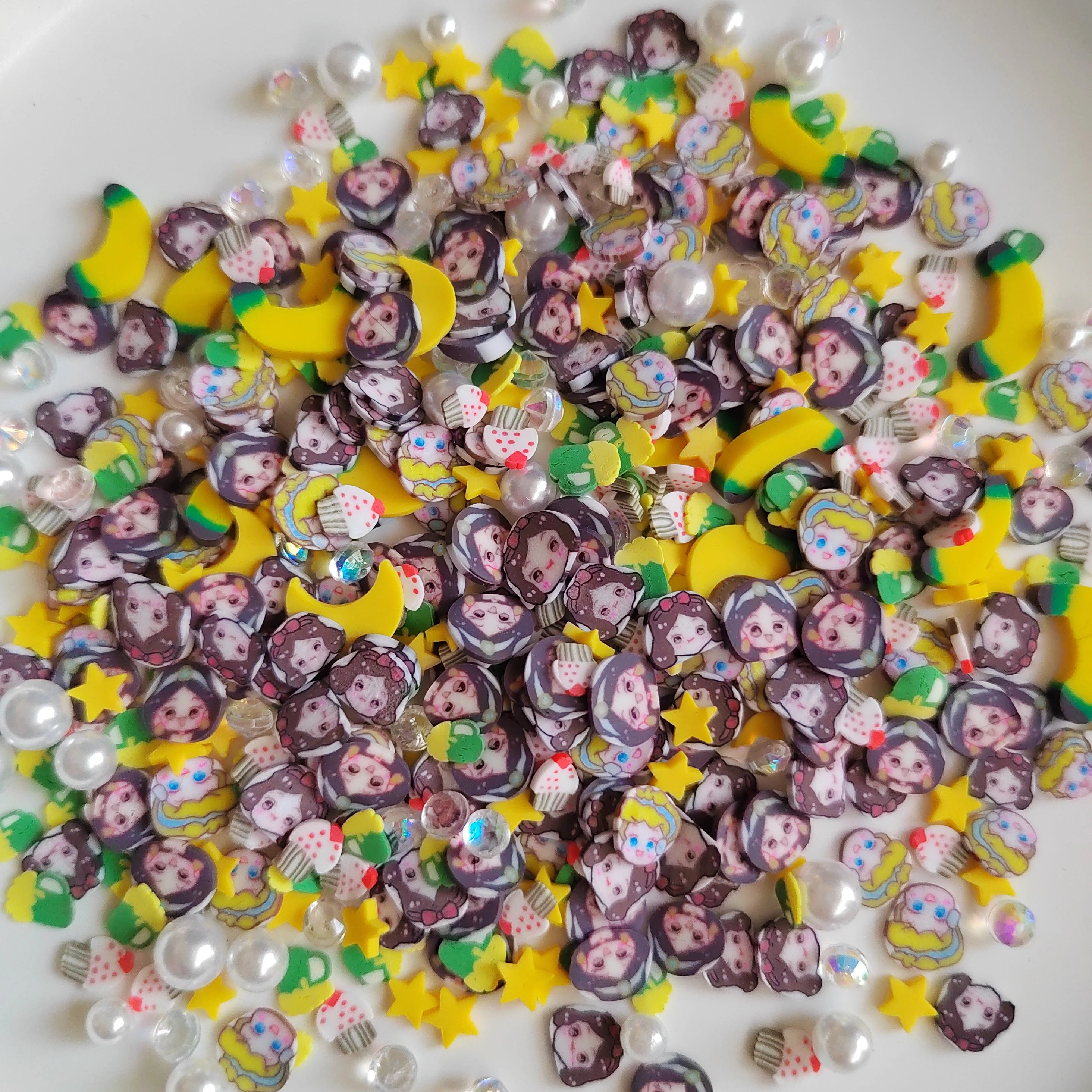 1kg Banana Girls Princess Mixed Star Handcrafted Mini Soft Clay Shapes Assorted Colors for Slime Fillers