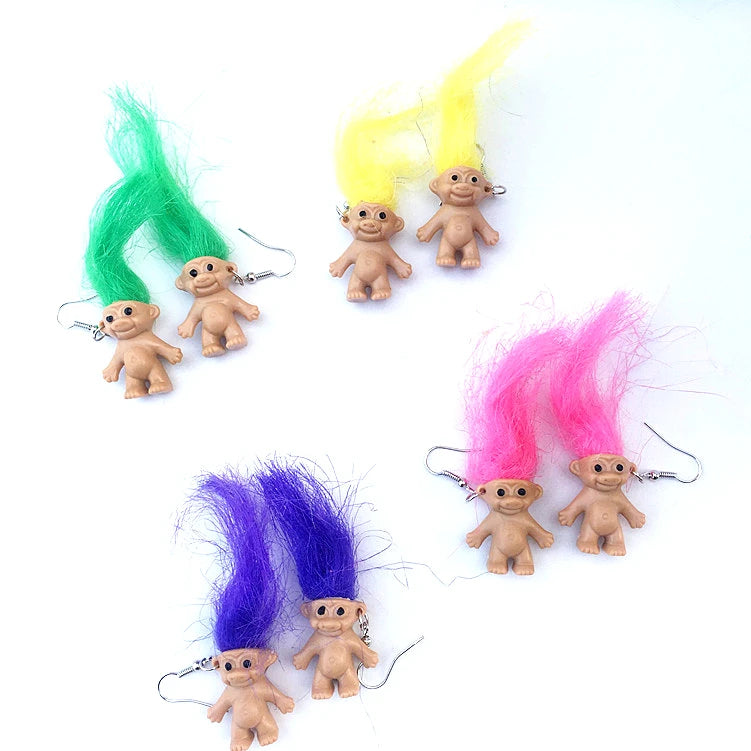 Statement Tuco Bouncy Exaggerated Earrings Creative Handmade Earrings Vintage Nostalgia Ugly Doll Earrings Gifts for Women