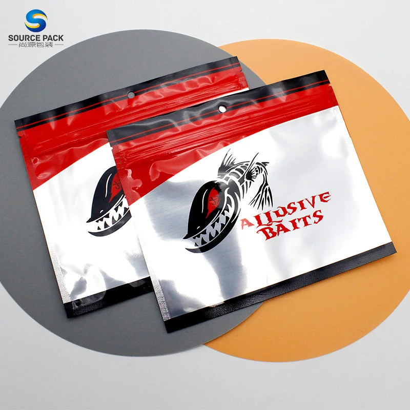 Recyclable Zip Zipper Foil Bag Transparent Clear Custom Soft Fishing Packaging Bait Lure Plastic Reusable Ziplock Bags
