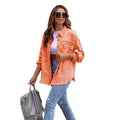 Women's Casual Cotton Denim Jackets with Ripped and Frayed Long Sleeves Button Design Winter Rabbit Fur Washed and Dyed
