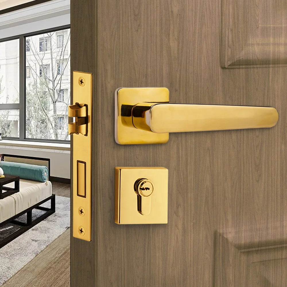 Euro Style Gold PVD Door Knob Custom Made Aluminum Zinc Lever Handle Manija De La Puerta From Factory for Window Accessories