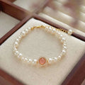 New Pink Treasure Adjustable Tail Chain Bracelet 4-8MM Crystal Pearl Gold Plated Girls' Accessories Jewelry