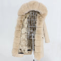 OFTBUY 2023 High-quality Luxury X-long Waterproof Parka Jacket for Women Winter With Natural Fox Fur Hood Detachable Outerwear