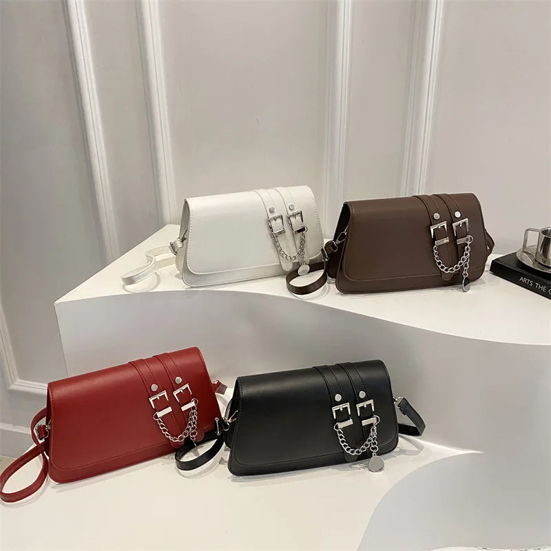 2025 New Belt Decorative Niche Design Trendy Solid Color Simple Fashionable Underarm Hand Shoulder Bag