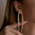 2024 Dazan 18k Gold Plated Winter Hypoallergenic Stainless Steel Vintage Tassel Snowflower Tennis Zircon Unique Artist Earrings