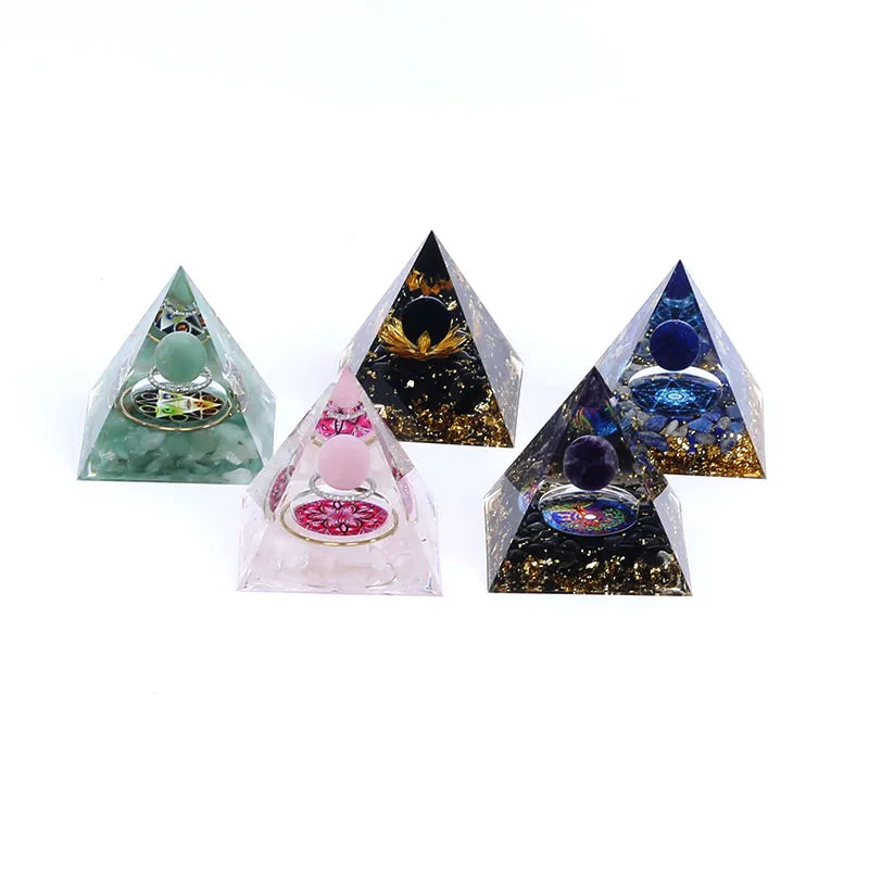 Energy Generator Orgone Tower Citrine Peridot Healing Natural Crystal Ball Chakra Chip Stone Energy Pyramid Meditation Tool