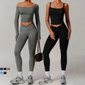 Newest Custom Logo Women Activewear 2 Piece Set Cross Waist V Shape Scrunch Butt Leggings Suit Yoga Gym Fitness