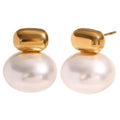 Dainty Stainless Steel 18K Gold Plated Ball Stud Earrings Classic Imitation Pearl Earrings Daily Jewelry Gifts for Women