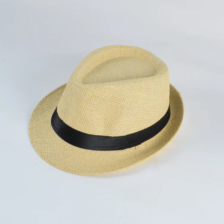 Hot Sale Summer Panama Fedora Straw Hats Custom Printed Logo Fashion Paper Grass Jazz Hats for Men Women for Beach Outdoors