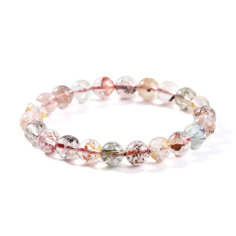 Genuine Natural Gemstone Hair Crystal Stone Beads Bracelet Stretch Cord Bracelets Jewelry