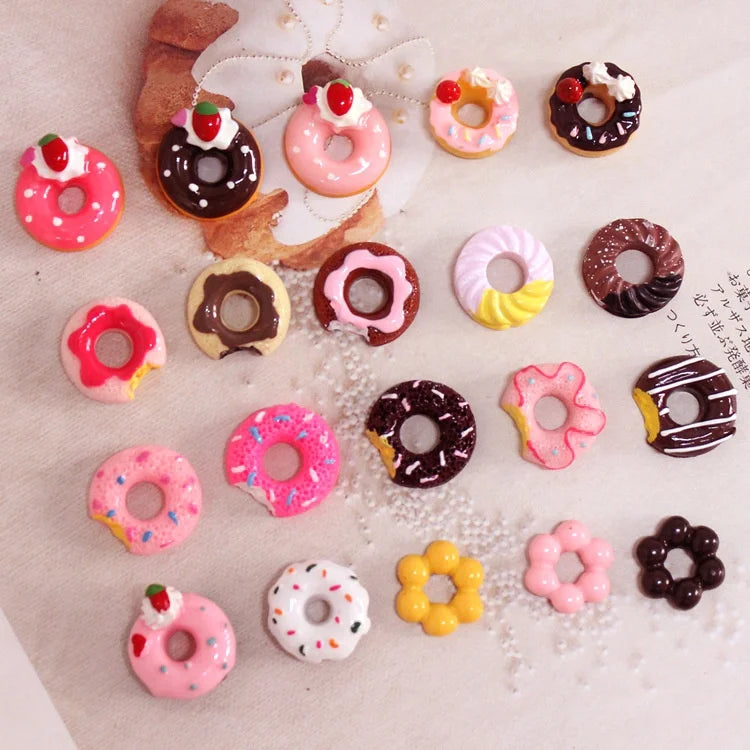 Paso Sico Popular Cartoon Mini DIY 3d Cute Cake Donut Nail Art Decoration for Nail Charms Accessories