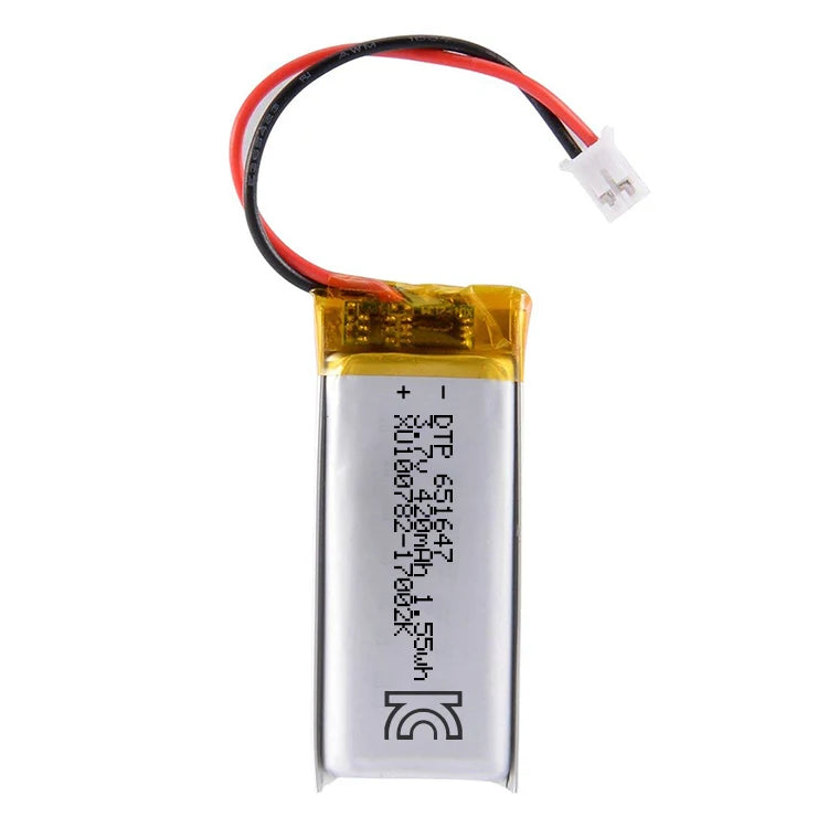 Factory Supply KC Lithium Polymer Battery DTP 651647 3.7V 420mAh Rechargeable Lipo Batteries Battery for Mini Mp3 Player