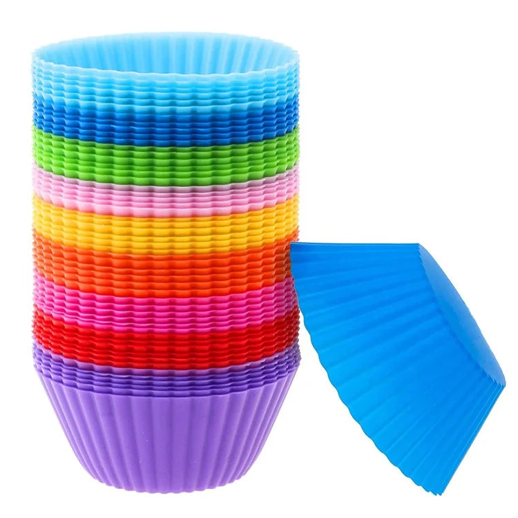 Round Square Custom Style Silicon Muffin Cup Rainbow Color Muti-color Silicone Cupcake Baking Cup Candies Cupcake Wrap Holder