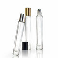 10ml Clear Empty Round Square Shape Slim Tall Perfume Essential Oil Roll on Glass Bottle With Roller Ball Cap