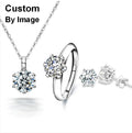 Wholesale Women Jewelry Sets 1CT Gemstone 925 Sterling Silver White Gold Plated D VVS  Moissanite Pendant Necklace Earrings Ring