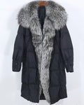 OFTUBY 2023 Women's Winter White Duck Jacket Luxury Windproof Real Fox Fur Coat New Style Loose Outerwear Streetwear Warm