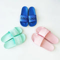 2024 Custom Logo New Unisex Summer Sandals Men Flat Blue Soft Slides Women PVC Indoor Outdoor Beach Cheap Slippers Personalized MegaBDM
