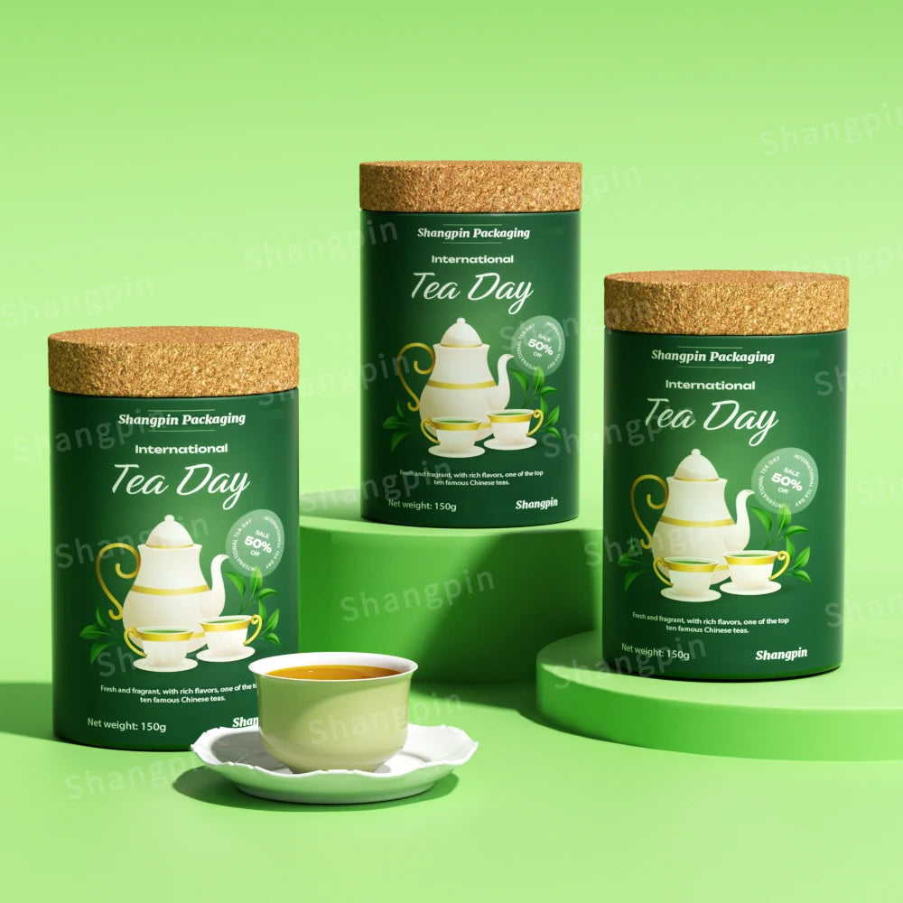 Wholesale Eco Friendly Cardboard Food Tube Packaging Box for Tea with Wooden Cover Aluminium Foil Inside