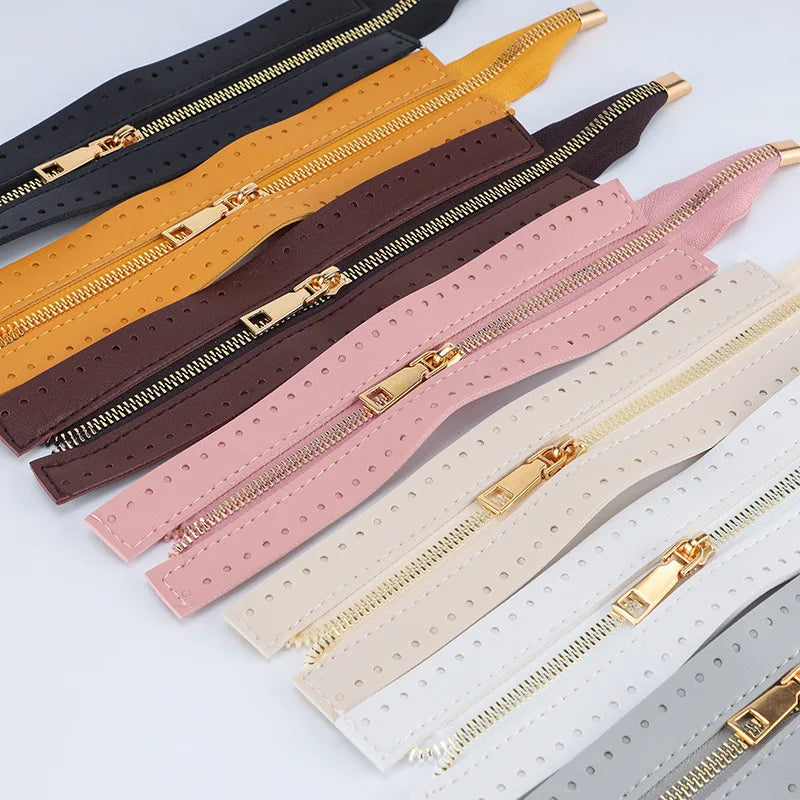 PU Leather Zipper Sewing Accessories for DIY Woven Bag Hardware Handbags Making