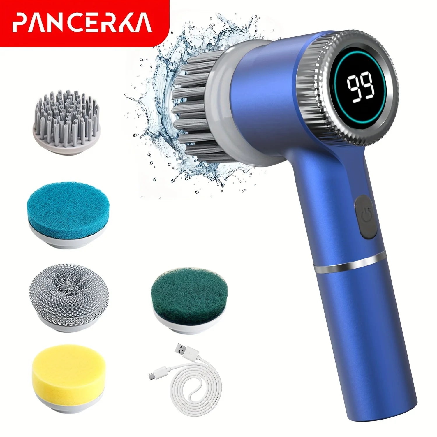 5-in-1 Electric Kitchen & Outdoor Car Cleaning Brush with Automatic Rotating Scrubber Cordless Design
