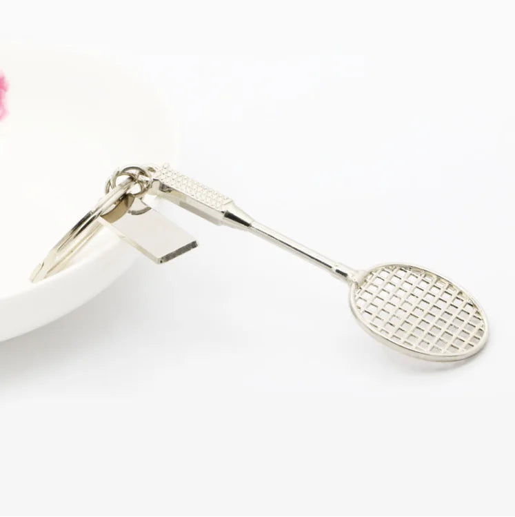New Mini Simulation Creative Sports Badminton Racket Tennis Key Ring Wholesales and Retails 3D Simulation Key Chains