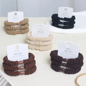 3-Piece Set of High Stretch Thick Spandex Hair Ties Fashionable 3-Card Hair Rope for Women MUJU Brand