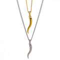23mm Mini Italian Horn Necklace Stainless Steel 18k Gold Plated Cornicello Good Luck Horn Pendant Necklace for Women