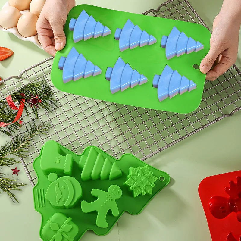 Silicone Tree Shape Soap Molds 6-Cavity Trays for Homemade Cake Chocolate Cupcake Mold Fondant Shape Decorating Ice Cube Tray