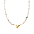 Fashionable Jewelry Antique Natural Agate Stone Glass Stone Splicing Freshwater Pearl Beads Pendant Necklace Charm Necklaces
