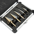 5pcs Spiral Flute Tungsten Carbide Titanium Step Drill Bit Hss Brocas Step Drill Bit Set