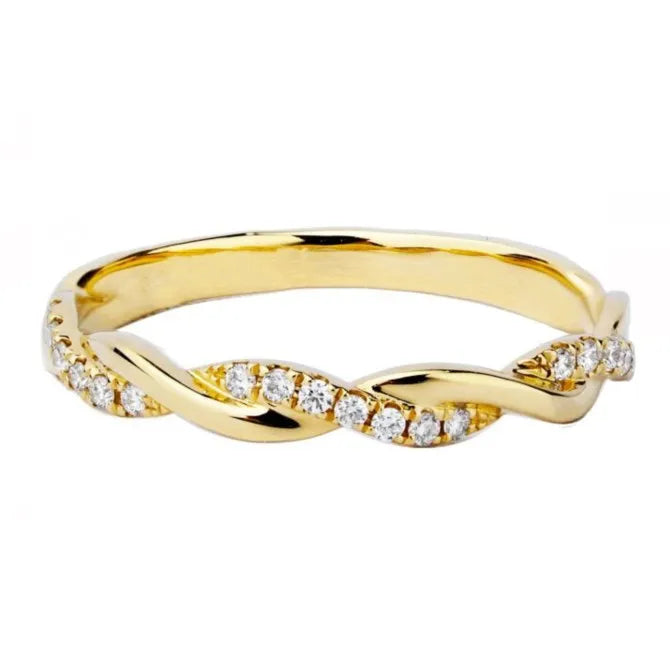 Wholesale INS Hot Sale 925 Sterling Silver CZ Zirconia Engagement Ring Fashionable Gold Twisted Rope Parties Anniversaries