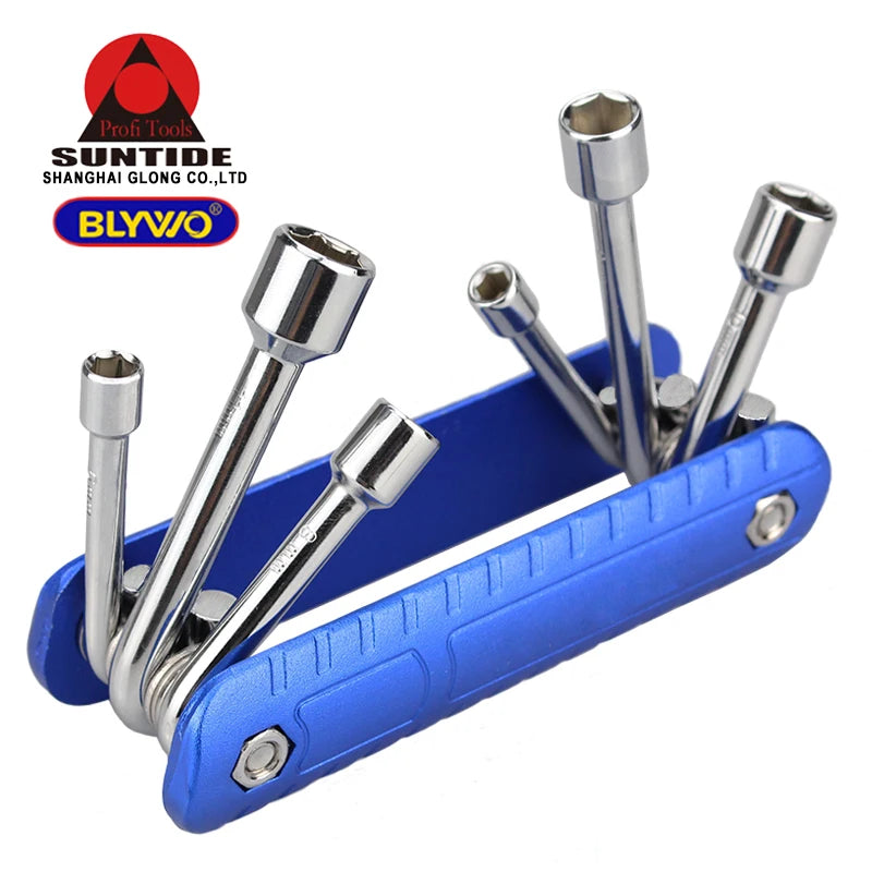 6pcs Folding Socket Wrench Set Aluminum Handle Hex Key Hand Tools Kit