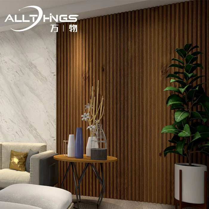Outdoor Wood Plastic Bamboo Fibre Grooved Panels Wpc Great Wall Board Fluted Wainscoting Feature Wall Panel