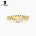 Unique Sweet Korean 925 Sterling Silver Valentine's Day Fine Jewelry Stackable Custom Heart Shape Zircon Twist Rings for Girls