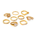 CZ Diamond Adjustable Open Women Rings Gold Ins Fashionable Titanium Steel Shape Crystal Plated Geometric 18K Trendy Opp Bag WY