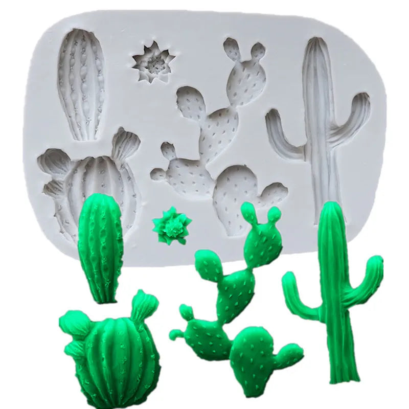 HY Cactus Plant Silicone Mold for Fondant Cake Decor Candy Chocolate Polymer Clay Mold
