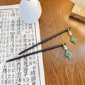 Chinese Style Black Wood Jade Tassel Hairpin Hair Chopsticks Retro Wedding Bridal Hair Pin Handmade Luxury Clip Sticks