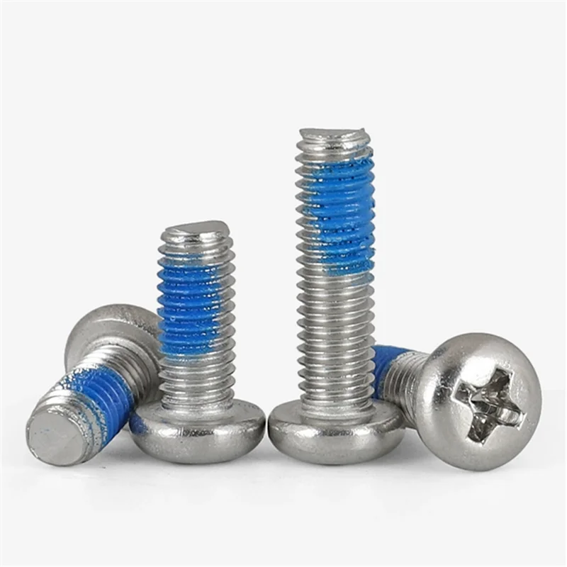 1/4-20 Nickel Plated Thread Blue Patch Locking Screw Bolts M2 M3 M4 X 35mm M5 M6 Nylon Patch Screw Anti Loose Screw