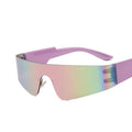 2023 New Trendy Frameless Unisex One Piece Steampunk Sunglasses Gradient Acrylic Lenses PC Frame