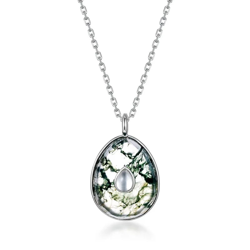 Wholesale 925 Green Moss Agate Silver Jewelry Gemstone Jewelry 18K Silver Necklace Silver Jewelry Manufacturer