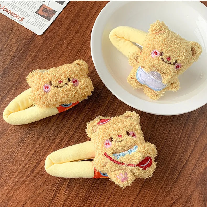 Autumn and Winter  Creative Plush Colorful Cute Bear Hair Clip Factory Wholesale Novelty Cartoon Sweet Hair Clips Accessories