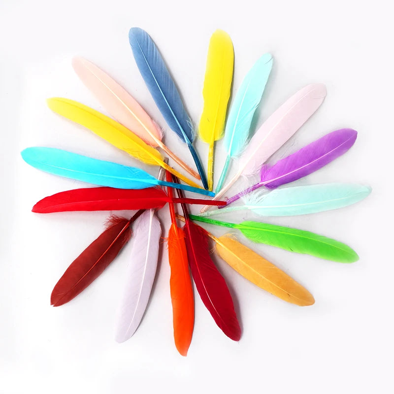 100PCS DIY Natural White Goose Feathers 4-6 Inch (10-15 Cm) Wholesale for Hat Gifts Package Dyed Pattern MegaBDM