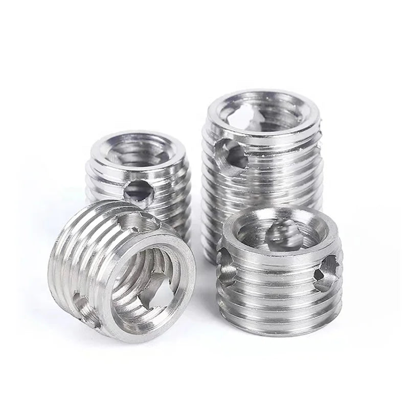307 Stainless Steel Three Circular Hole Self Tapping Thread Insert M5*0.8-M8*1*7L Yellow Compatible with Aluminum
