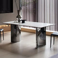 HANYEE New Design Rectangular Italian Sintered Stone Top Metal Frame Dining Table and Chair Set Dining Room Furniture