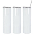 Auplex 25pcs 20oz Sublimation Blank White Skinny Mug Stainless Steel Insulated Tumbler with Handle