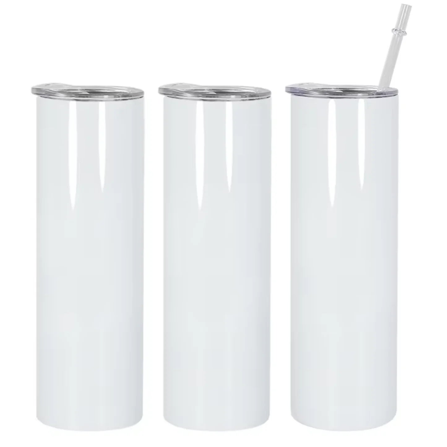 Auplex 25pcs 20oz Sublimation Blank White Skinny Mug Stainless Steel Insulated Tumbler with Handle