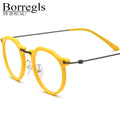 Borregls Acetate Titanium Glasses Frame Men 2025 New Vintage Round Eyeglasses Women Spectacles Colorful Optical Eyewear 185905