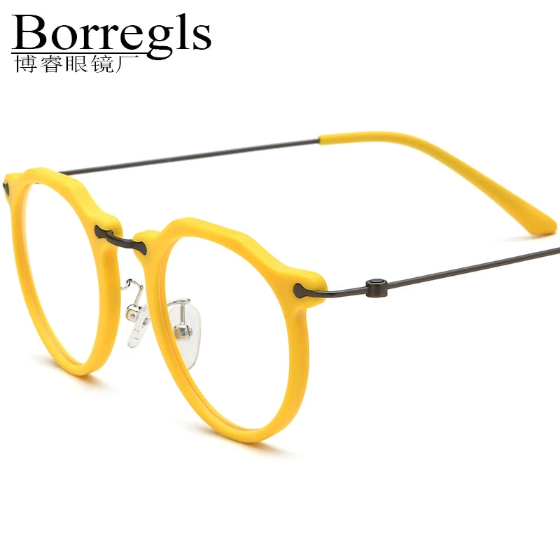 Borregls Acetate Titanium Glasses Frame Men 2025 New Vintage Round Eyeglasses Women Spectacles Colorful Optical Eyewear 185905