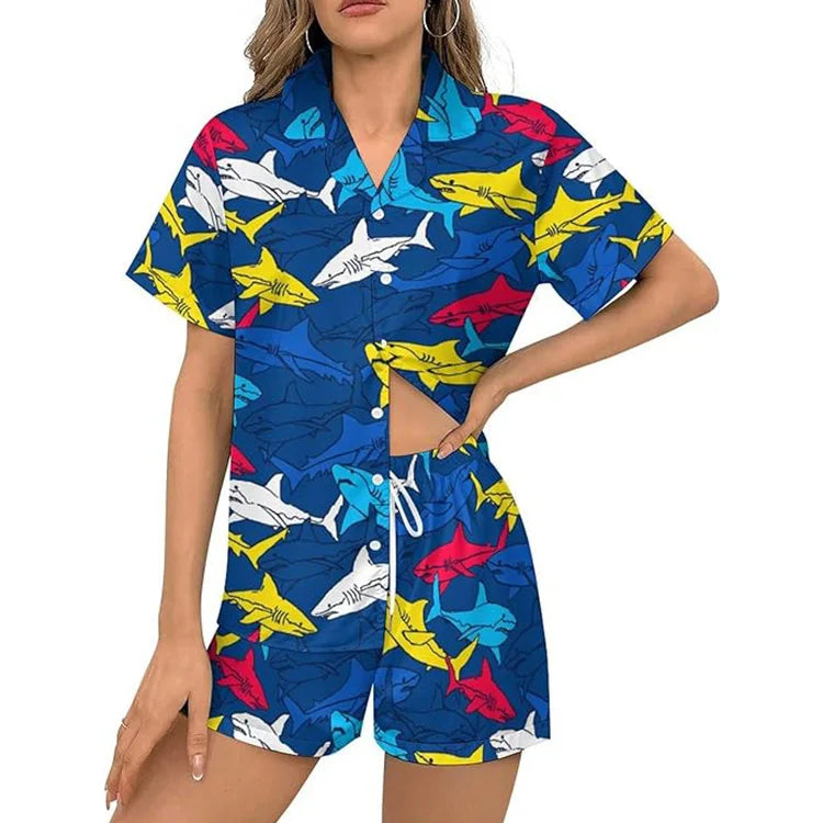 Manufacture Wholesale Pajama Sets Short Sleeve Low MOQ PJ 2PCS Custom Logo Label for Girl Breathable Poly Sleepwear Suit